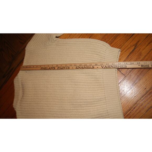 Vintage 60s 70s Alps Ski Meister Ivory Cable Knit Fisherman Sweater Mens Large - Picture 13 of 14